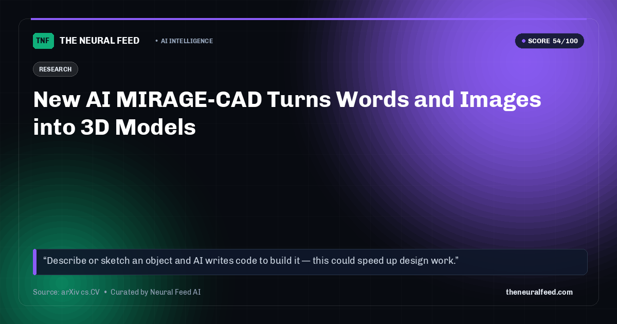 New AI MIRAGE-CAD Turns Words and Images into 3D Models