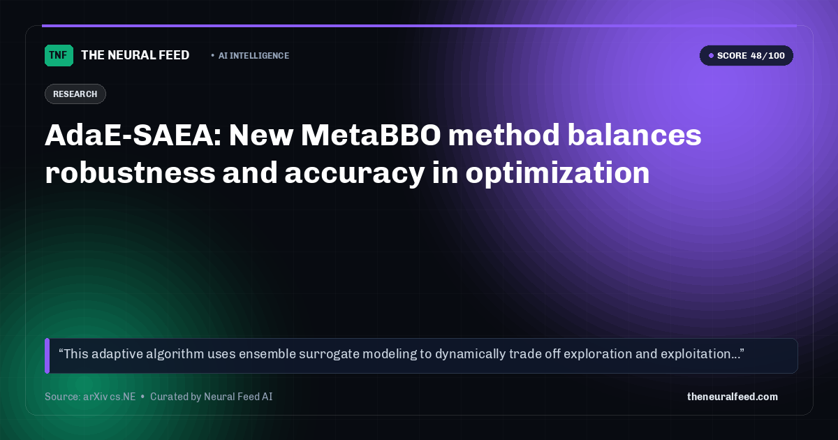 AdaE-SAEA: New MetaBBO method balances robustness and accuracy in optimization