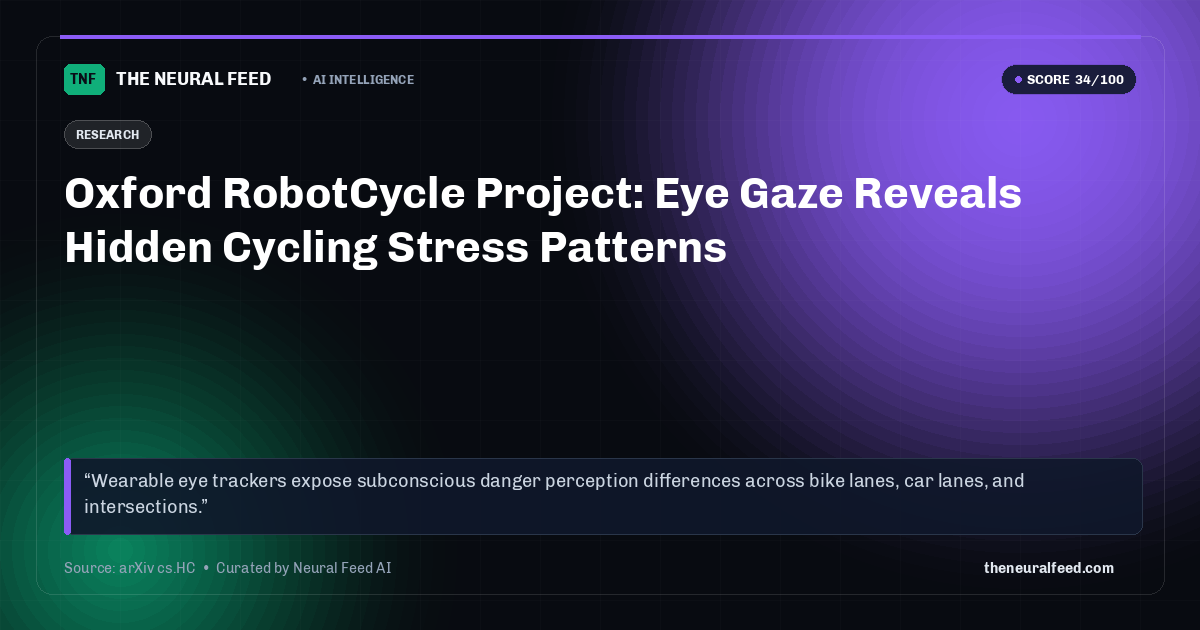 Oxford RobotCycle Project: Eye Gaze Reveals Hidden Cycling Stress Patterns
