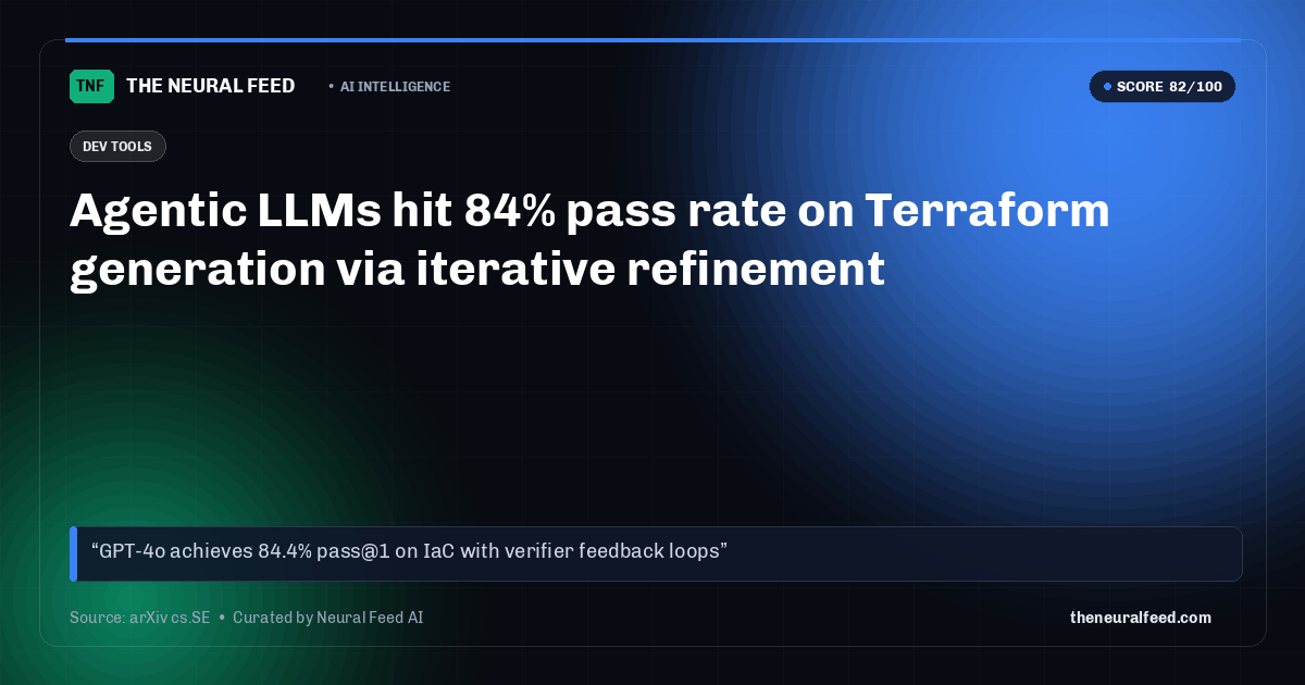 Agentic LLMs hit 84% pass rate on Terraform generation via iterative refinement