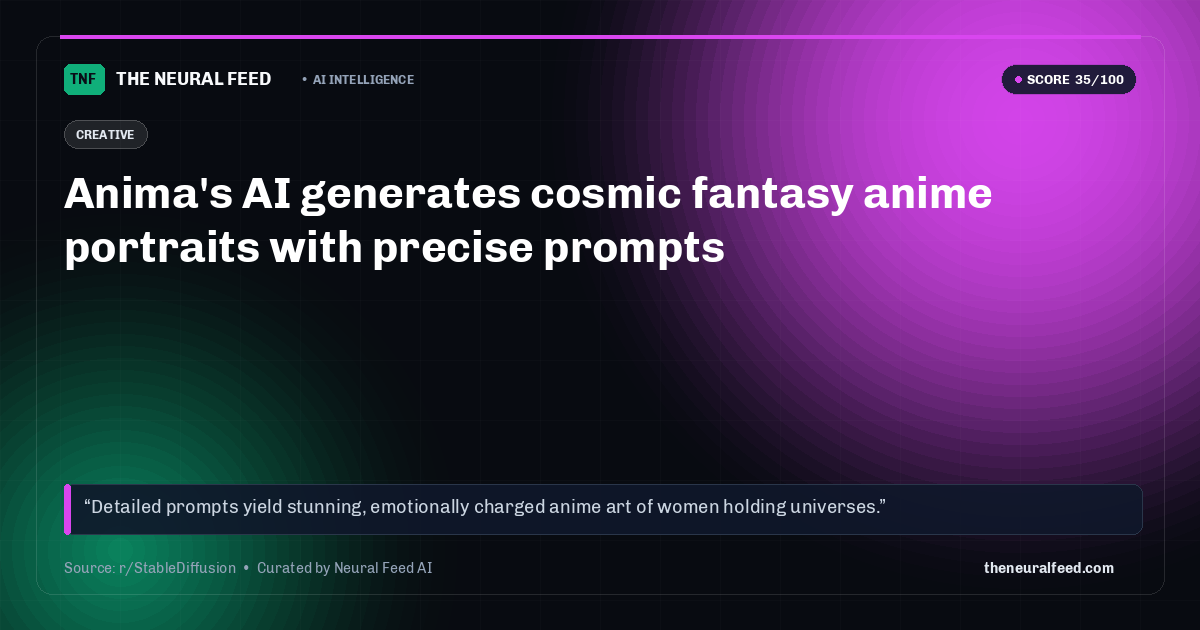 Anima's AI generates cosmic fantasy anime portraits with precise prompts