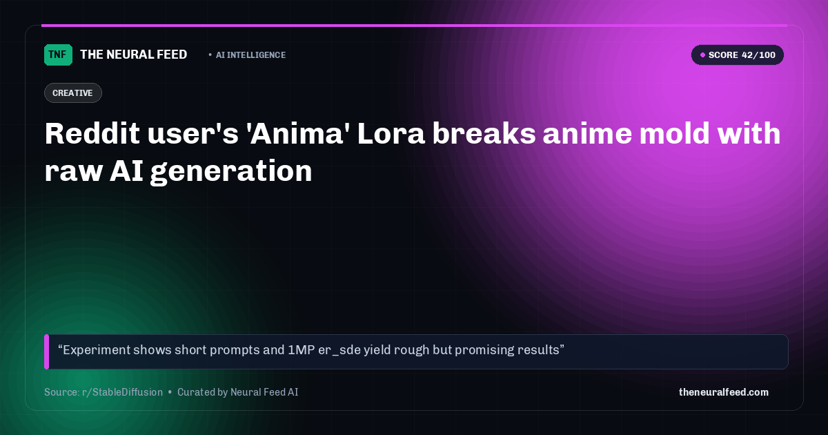 Reddit user's 'Anima' Lora breaks anime mold with raw AI generation