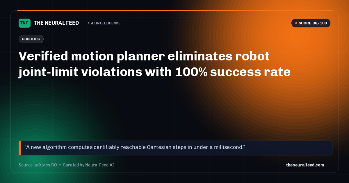 Verified motion planner eliminates robot joint-limit violations with 100% success rate