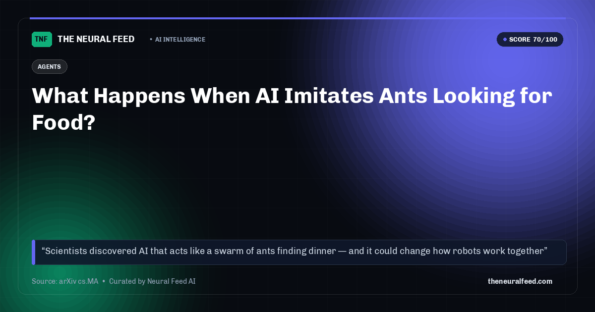 What Happens When AI Imitates Ants Looking for Food?