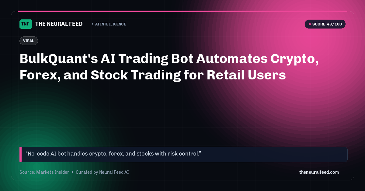 BulkQuant's AI Trading Bot Automates Crypto, Forex, and Stock Trading for Retail Users