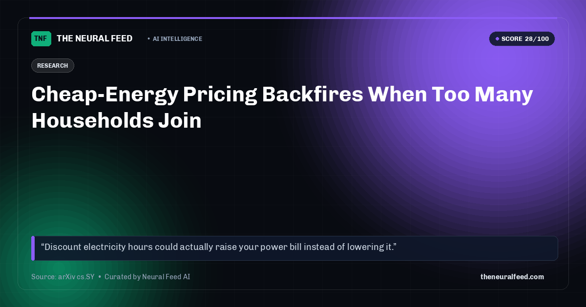 Cheap-Energy Pricing Backfires When Too Many Households Join