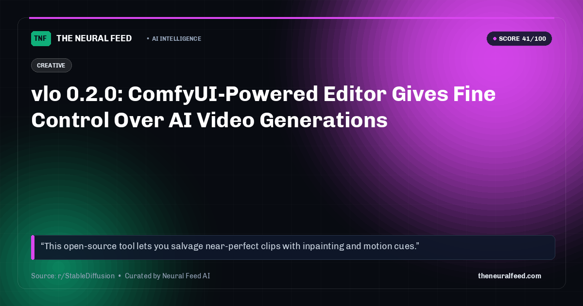 vlo 0.2.0: ComfyUI-Powered Editor Gives Fine Control Over AI Video Generations