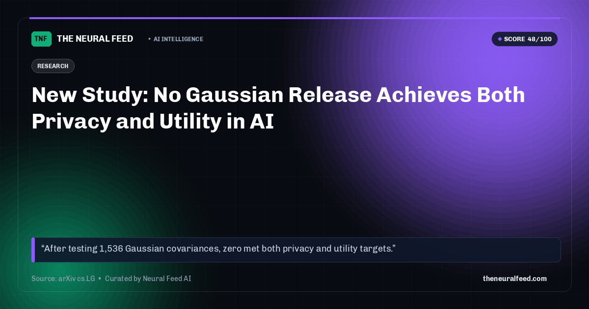 New Study: No Gaussian Release Achieves Both Privacy and Utility in AI