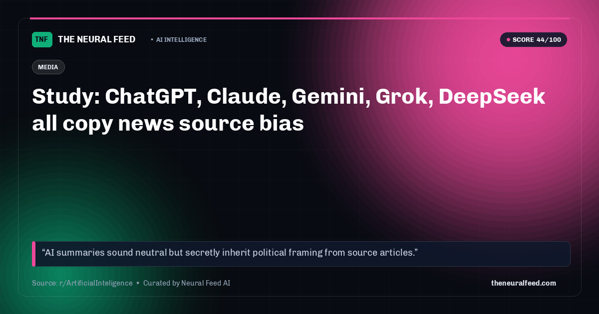 Study: ChatGPT, Claude, Gemini, Grok, DeepSeek all copy news source bias