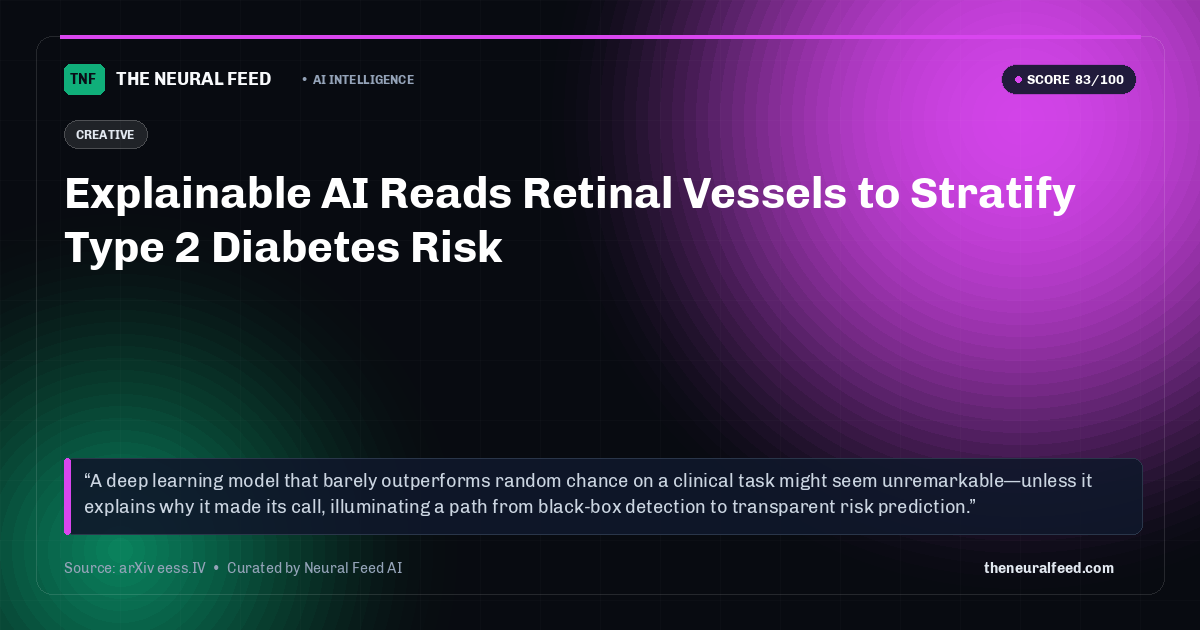 Explainable AI Reads Retinal Vessels to Stratify Type 2 Diabetes Risk
