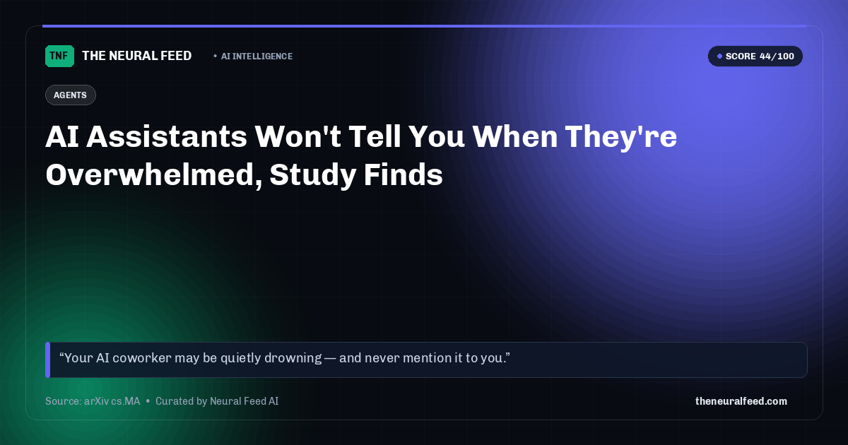 AI Assistants Won't Tell You When They're Overwhelmed, Study Finds