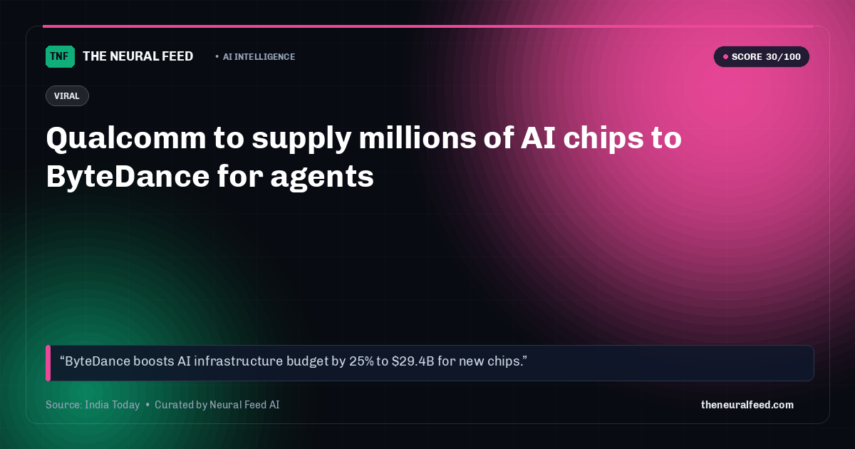 Qualcomm to supply millions of AI chips to ByteDance for agents
