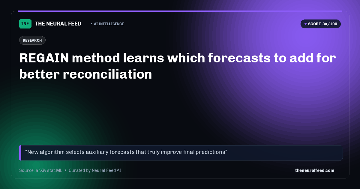 REGAIN method learns which forecasts to add for better reconciliation
