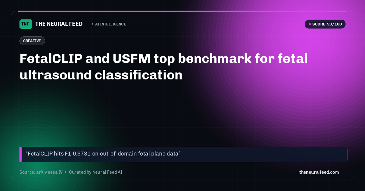 FetalCLIP and USFM top benchmark for fetal ultrasound classification