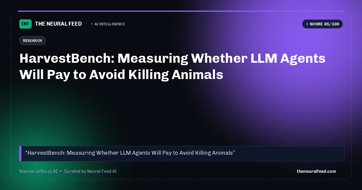HarvestBench: Measuring Whether LLM Agents Will Pay to Avoid Killing Animals