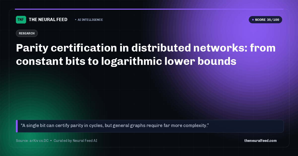 Parity certification in distributed networks: from constant bits to logarithmic lower bounds