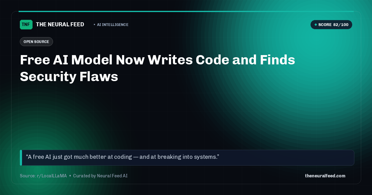Free AI Model Now Writes Code and Finds Security Flaws