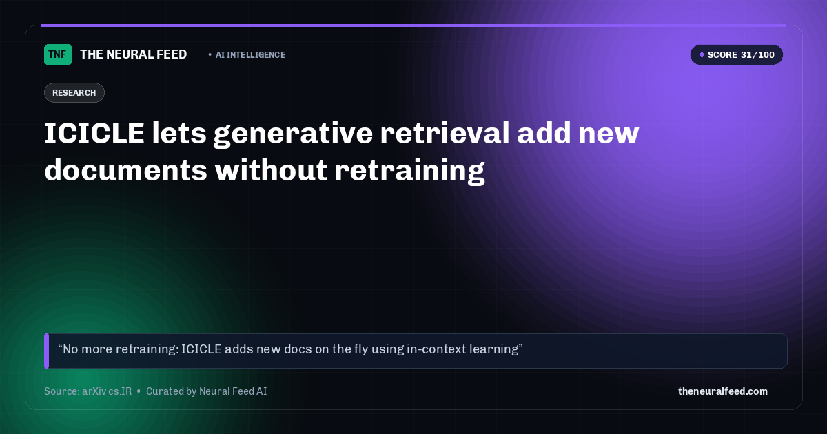 ICICLE lets generative retrieval add new documents without retraining