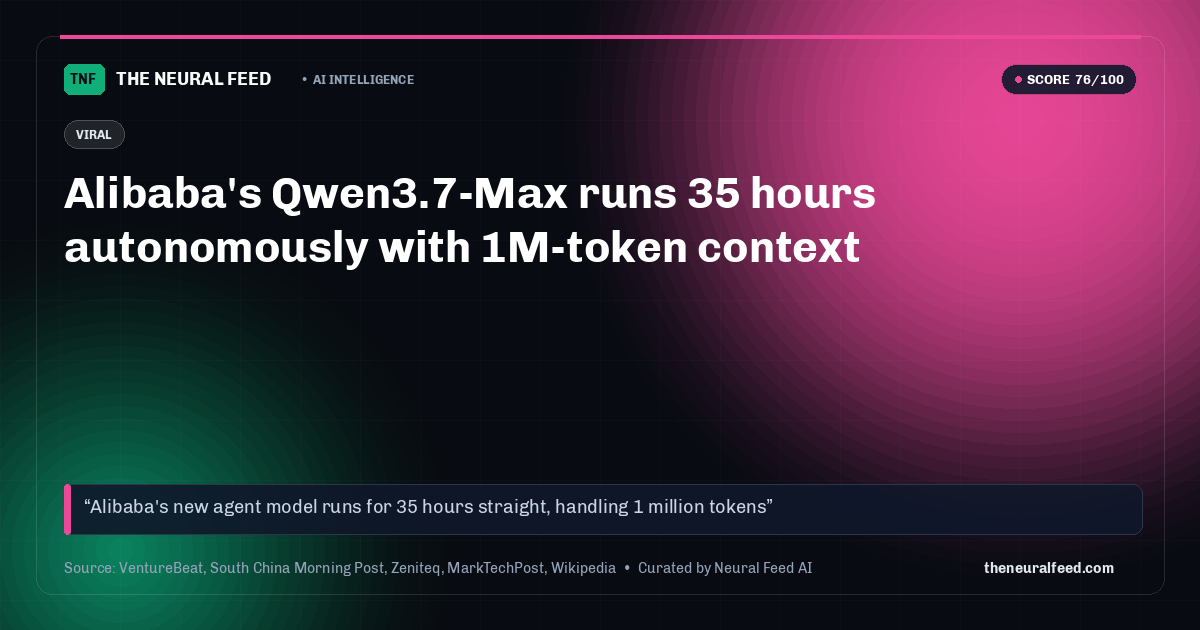 Alibaba's Qwen3.7-Max runs 35 hours autonomously with 1M-token context