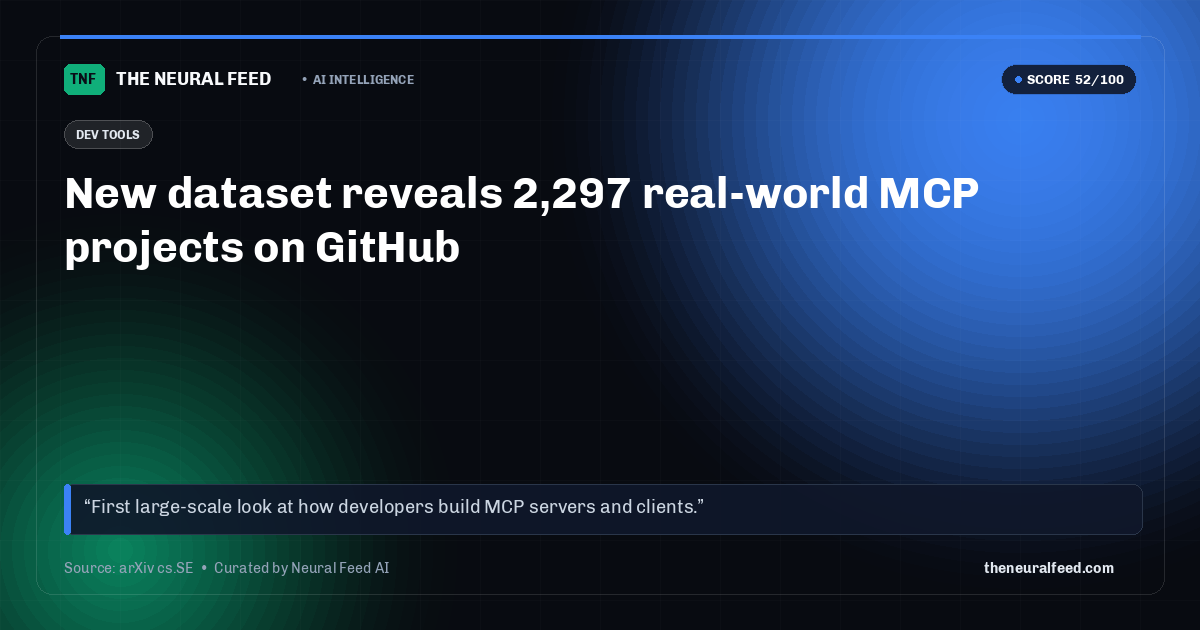 New dataset reveals 2,297 real-world MCP projects on GitHub