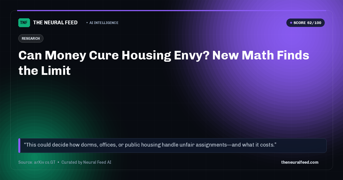 Can Money Cure Housing Envy? New Math Finds the Limit