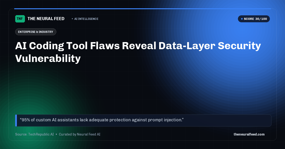 AI Coding Tool Flaws Reveal Data-Layer Security Vulnerability