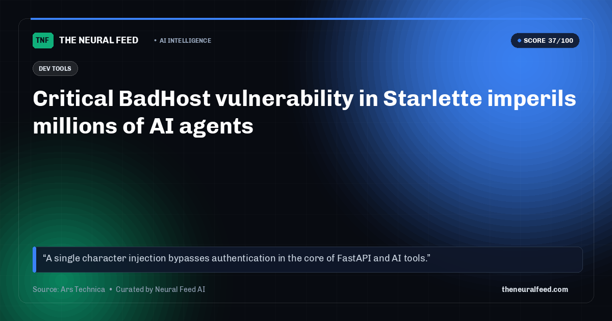 Critical BadHost vulnerability in Starlette imperils millions of AI agents