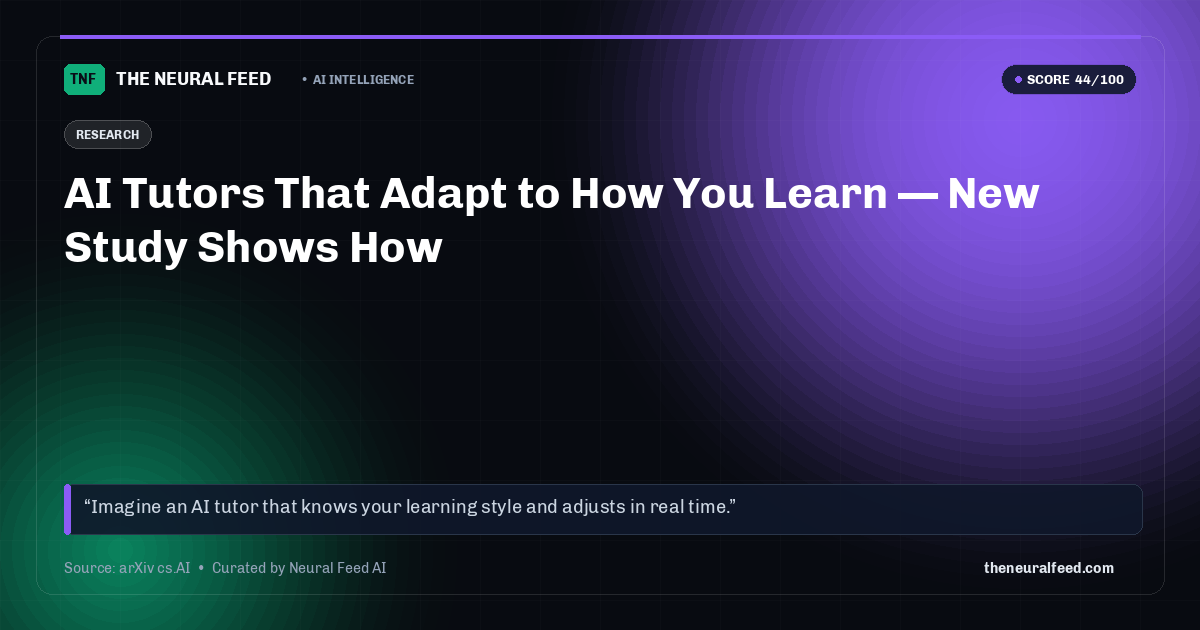 AI Tutors That Adapt to How You Learn — New Study Shows How