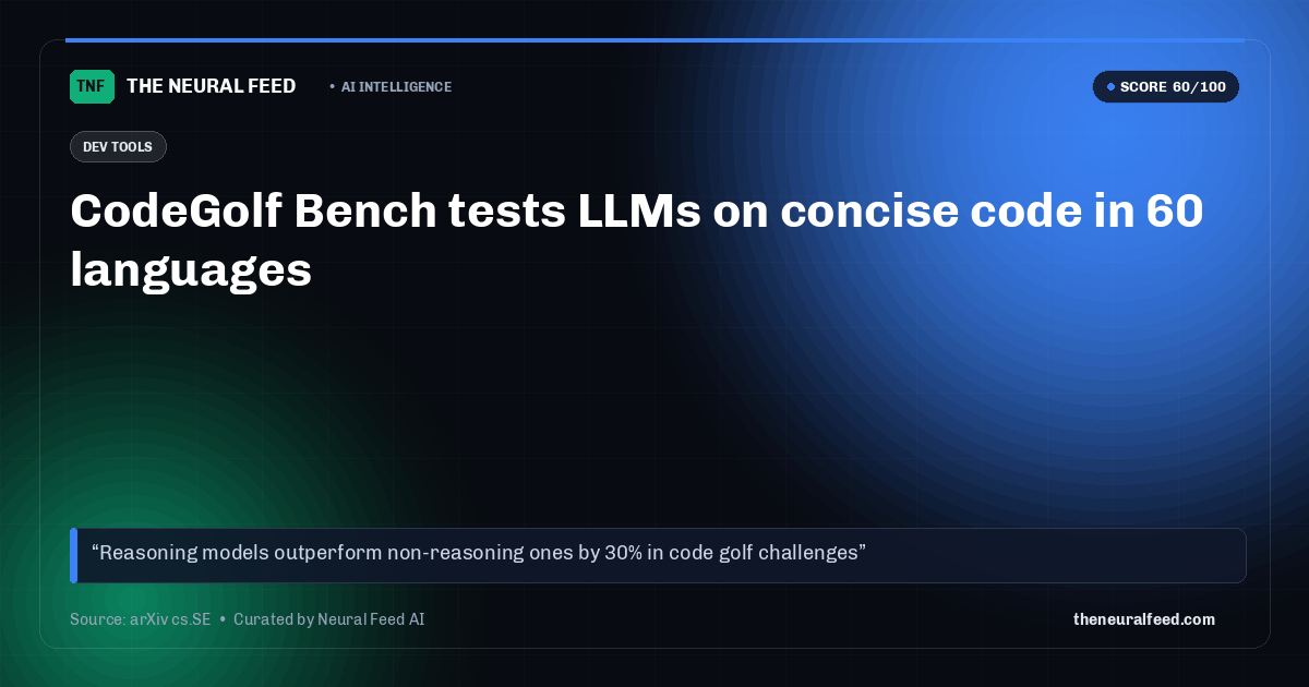 CodeGolf Bench tests LLMs on concise code in 60 languages