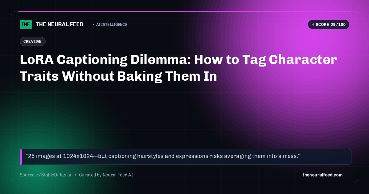 LoRA Captioning Dilemma: How to Tag Character Traits Without Baking Them In