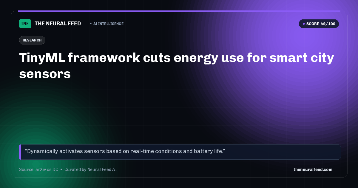 TinyML framework cuts energy use for smart city sensors