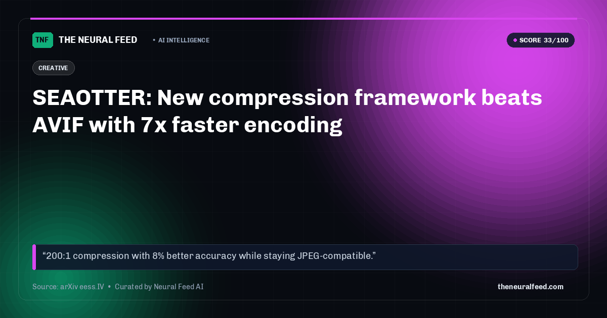SEAOTTER: New compression framework beats AVIF with 7x faster encoding