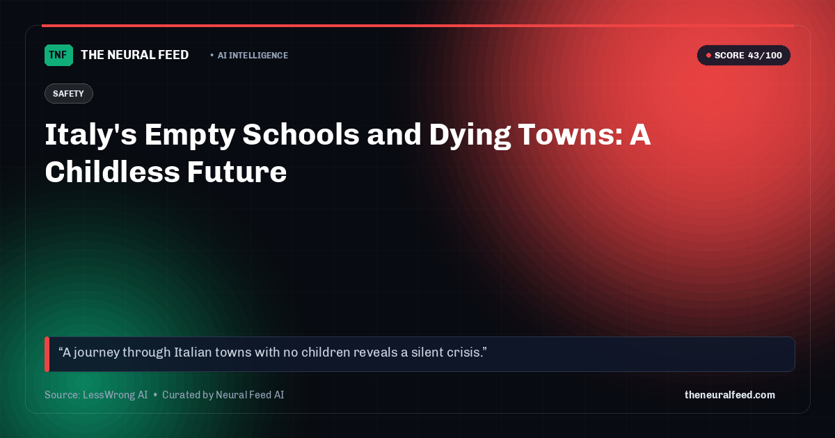 Italy's Empty Schools and Dying Towns: A Childless Future