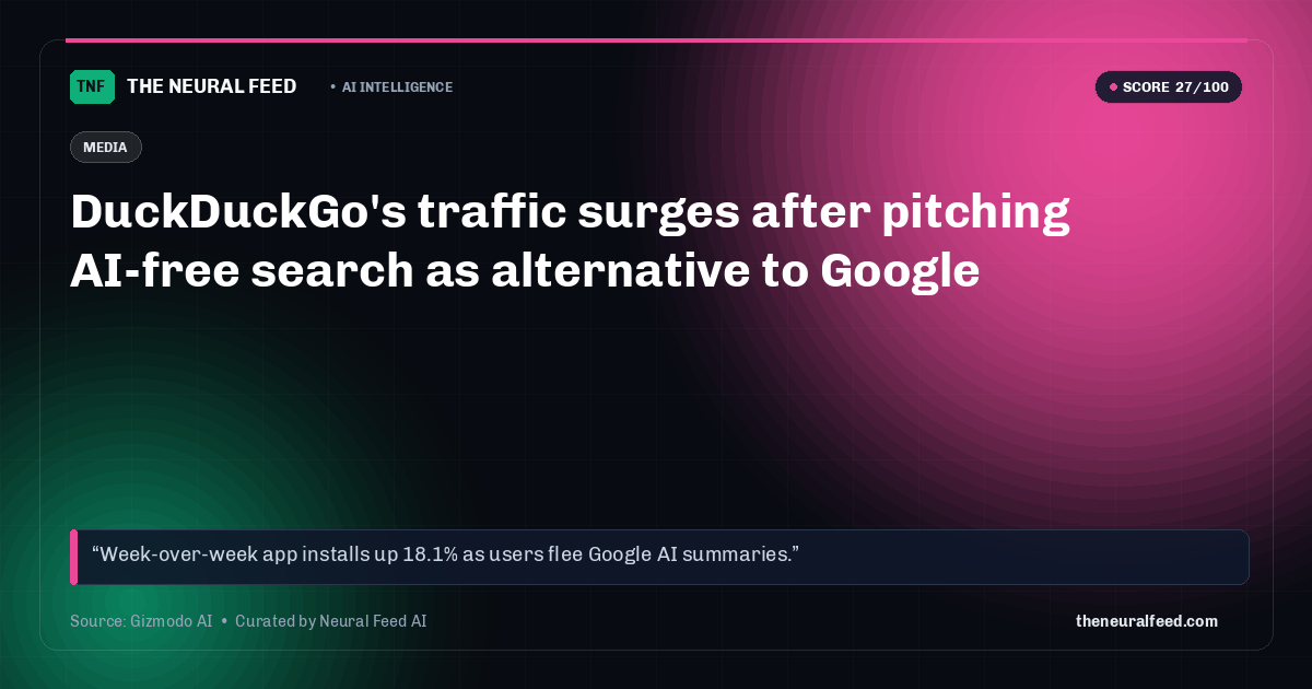 DuckDuckGo's traffic surges after pitching AI-free search as alternative to Google