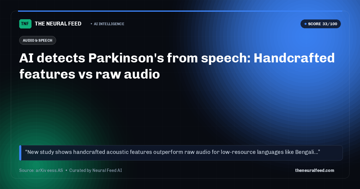 AI detects Parkinson's from speech: Handcrafted features vs raw audio