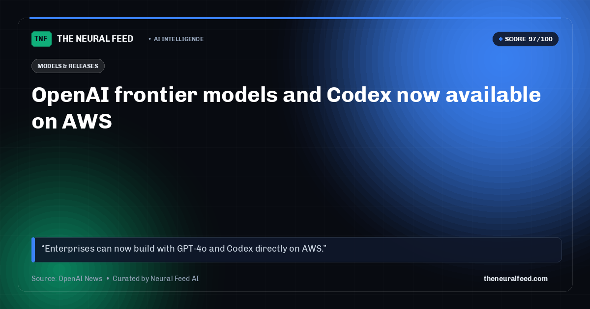 OpenAI frontier models and Codex now available on AWS