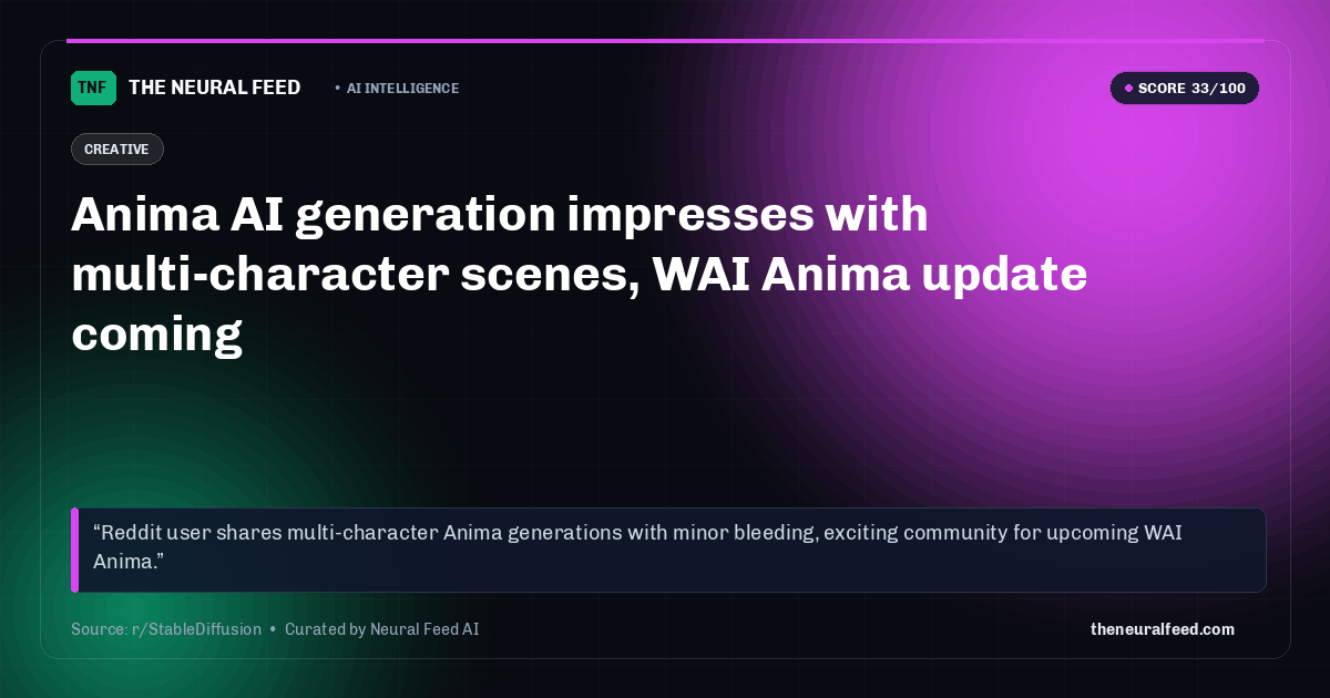 Anima AI generation impresses with multi-character scenes, WAI Anima update coming