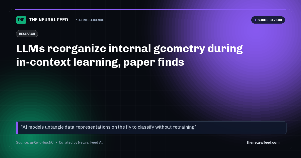 LLMs reorganize internal geometry during in-context learning, paper finds
