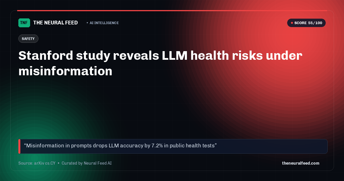 Stanford study reveals LLM health risks under misinformation