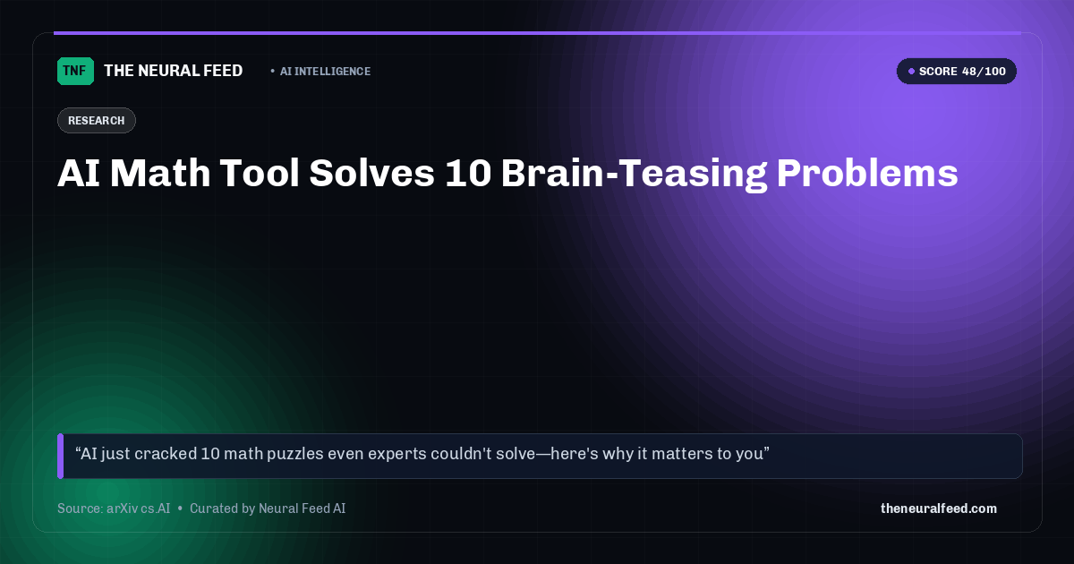 AI Math Tool Solves 10 Brain-Teasing Problems