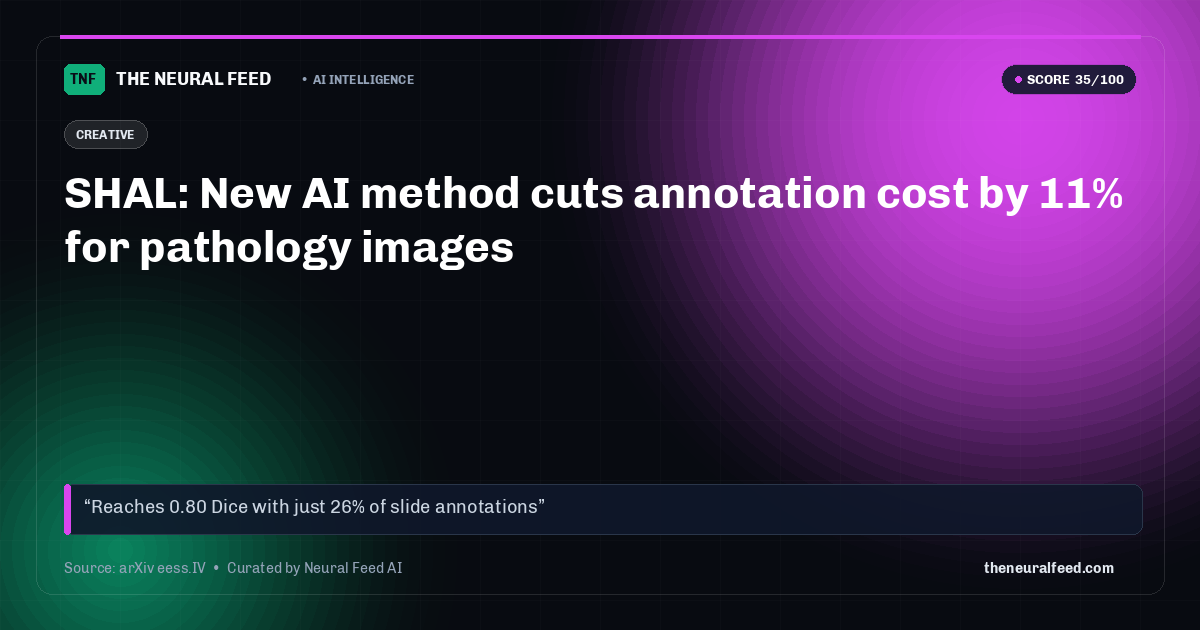 SHAL: New AI method cuts annotation cost by 11% for pathology images