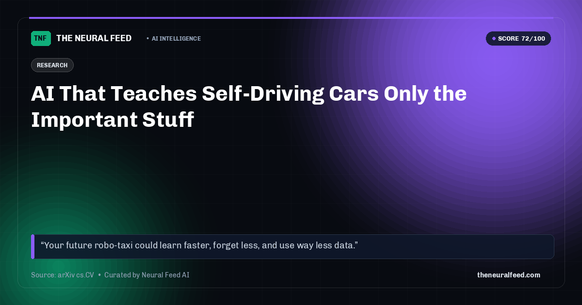 AI That Teaches Self-Driving Cars Only the Important Stuff