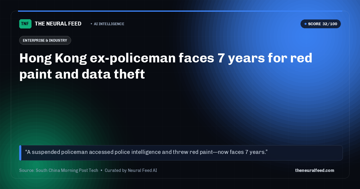 Hong Kong ex-policeman faces 7 years for red paint and data theft