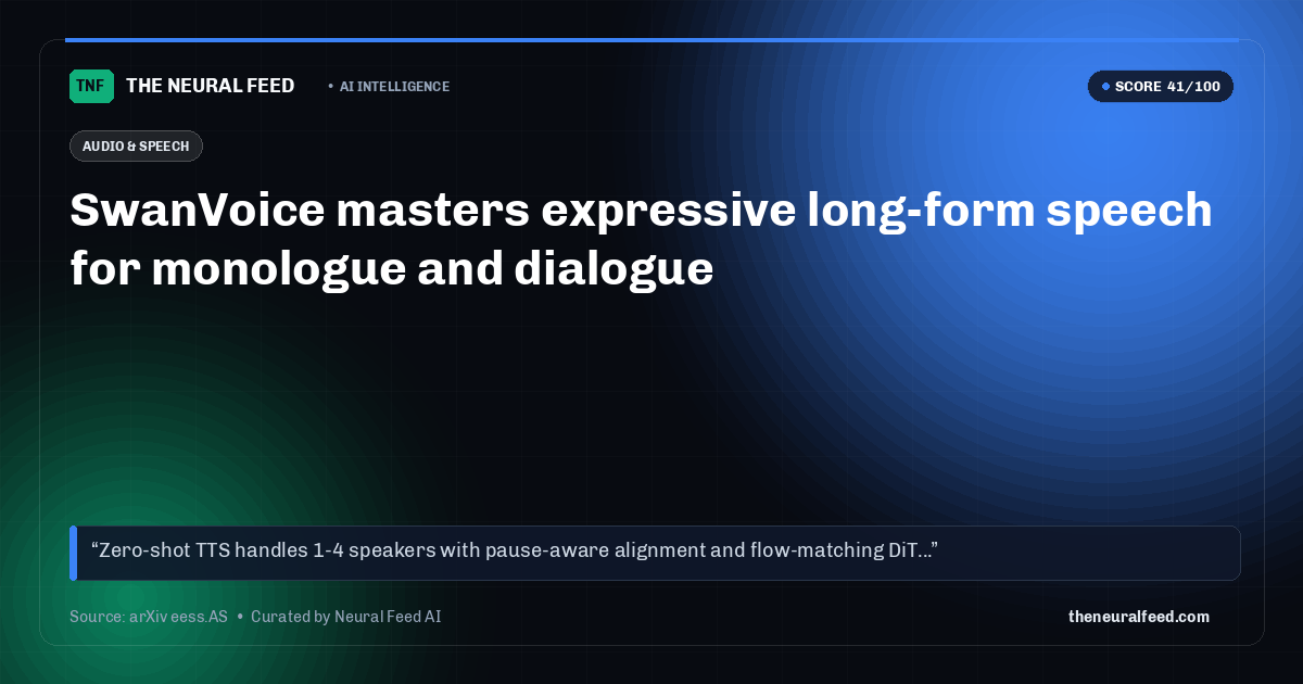 SwanVoice masters expressive long-form speech for monologue and dialogue