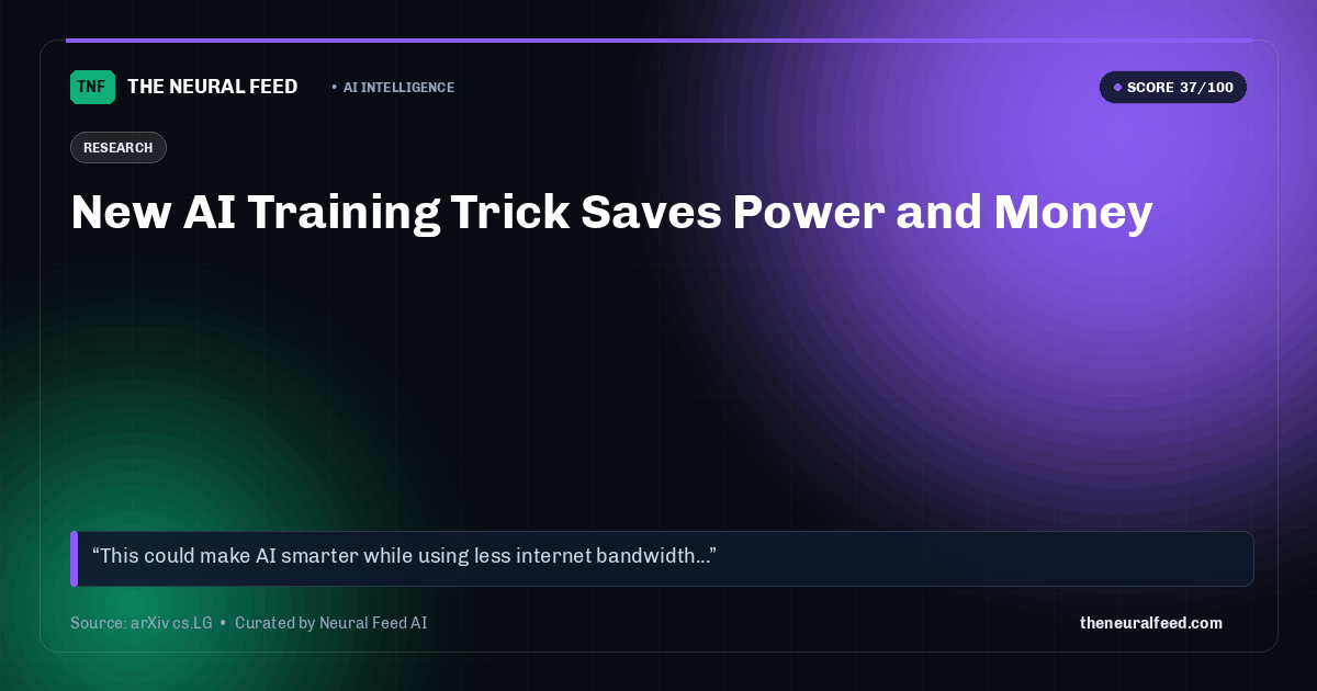 New AI Training Trick Saves Power and Money