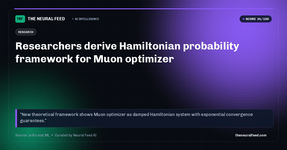Researchers derive Hamiltonian probability framework for Muon optimizer