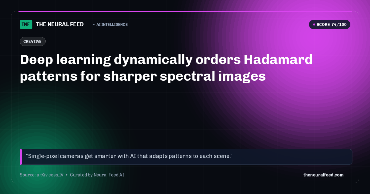 Deep learning dynamically orders Hadamard patterns for sharper spectral images