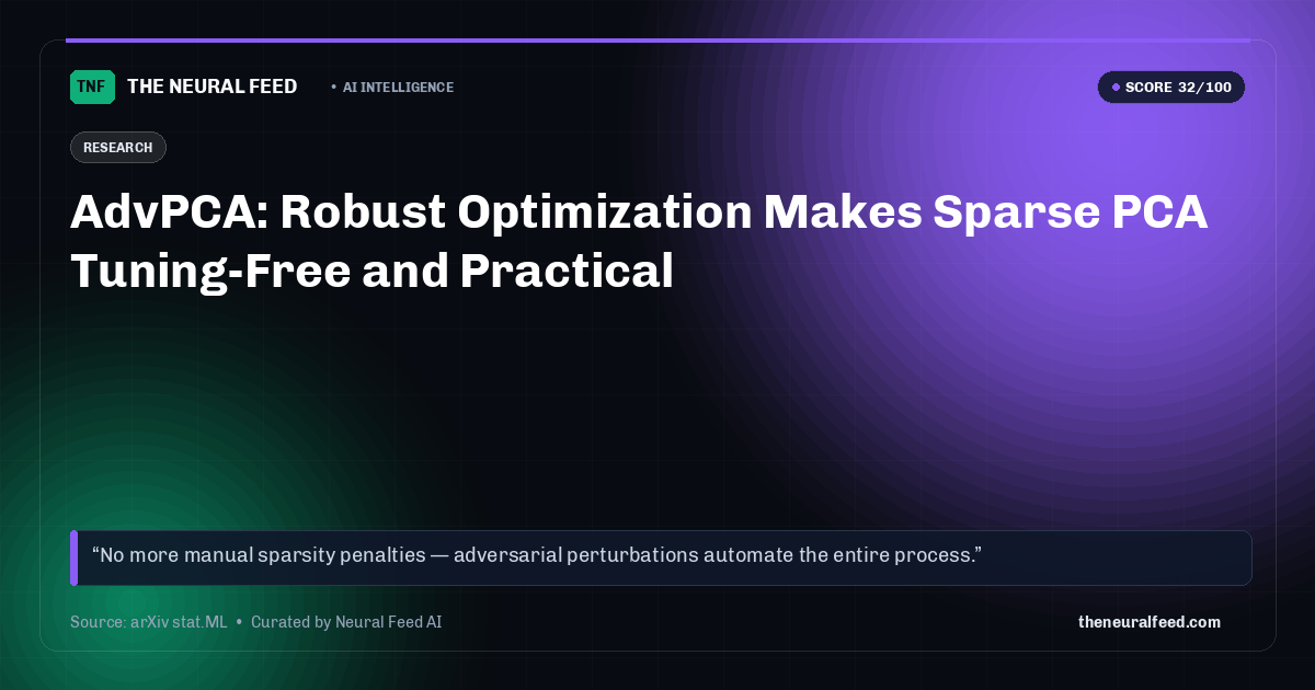 AdvPCA: Robust Optimization Makes Sparse PCA Tuning-Free and Practical