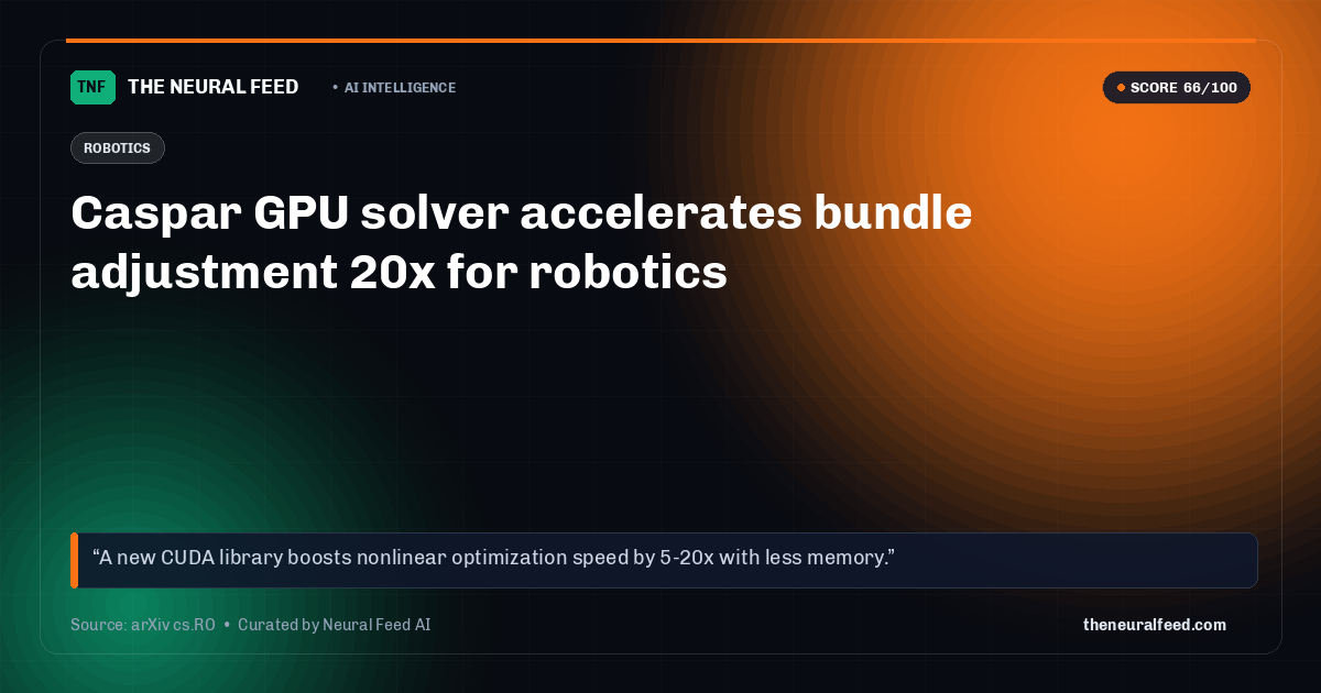 Caspar GPU solver accelerates bundle adjustment 20x for robotics