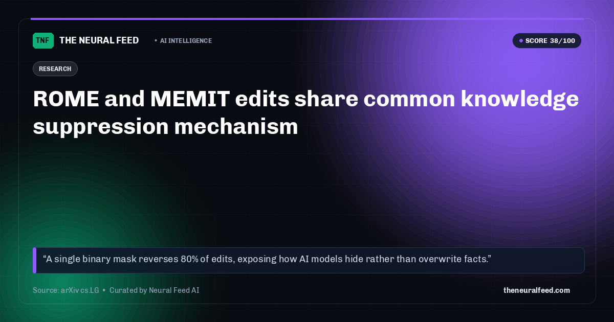 ROME and MEMIT edits share common knowledge suppression mechanism